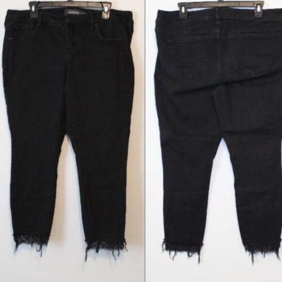 Torrid Ankle Skinny Lace Hem Jeans Black Women's Plus Size 16 H13659 - Picture 8 of 8